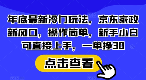 年底最新冷门玩法,京东家政新风口,操作简单,新手小白可直接上手,一单挣30【揭秘】-康仁安网创