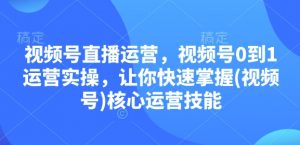视频号直播运营,视频号0到1运营实操,让你快速掌握(视频号)核心运营技能-康仁安网创