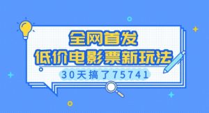 全网首发,低价电影票新玩法,已有人30天搞了75741【揭秘】-康仁安网创
