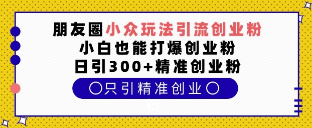 朋友圈小众玩法引流创业粉,小白也能打爆创业粉,日引300+精准创业粉【揭秘】-康仁安网创
