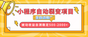 【小程序自动裂变项目】全自动推广,收益在500-2000+-康仁安网创