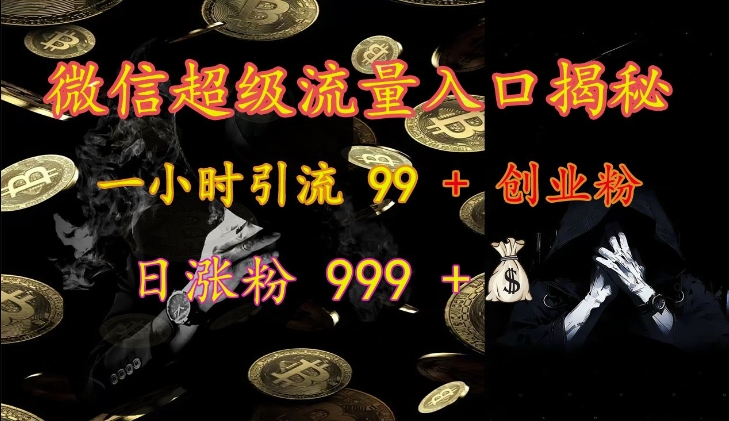 微信超级流量入口揭秘:一小时引流 99 + 创业粉,日涨粉 999 +-康仁安网创