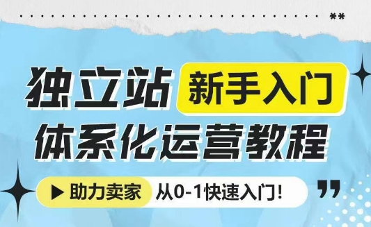 独立站新手入门体系化运营教程，助力独立站卖家从0-1快速入门!-康仁安网创