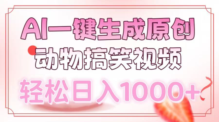 AI一键生成原创动物搞笑视频，轻松日入1000+-康仁安网创