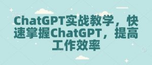 ChatGPT实战教学，快速掌握ChatGPT，提高工作效率-康仁安网创