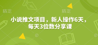 小说推文项目,新人操作6天,每天3位数分享课-康仁安网创