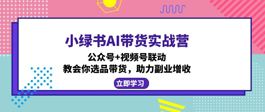 小绿书AI带货实战营：公众号+视频号联动，教会你选品带货，助力副业增收-康仁安网创