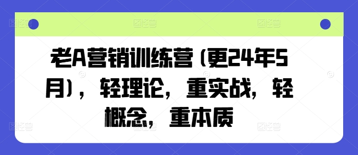 老A营销训练营(更25年1月),轻理论,重实战,轻概念,重本质-康仁安网创