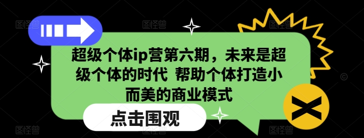 超级个体ip营第六期,未来是超级个体的时代 帮助个体打造小而美的商业模式-康仁安网创
