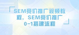 SEM竞价推广视频教程,SEM竞价推广0-1搭建流程-康仁安网创