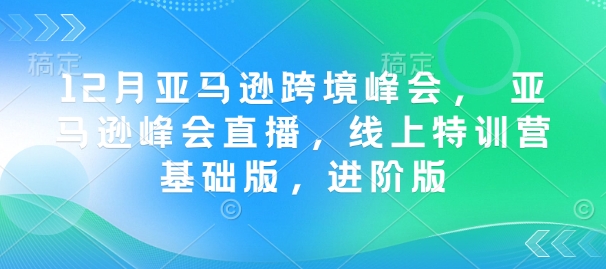 12月亚马逊跨境峰会, 亚马逊峰会直播,线上特训营基础版,进阶版-康仁安网创