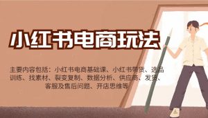 小红书电商玩法：带货/选品/找素材/裂变/数据分析/供应商/发货/售后/开店思维等-康仁安网创