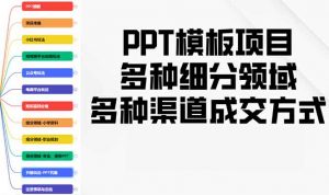 PPT模板项目，多种细分领域，多种渠道成交方式，实操教学-康仁安网创