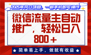 微信流量主自动推广，轻松日入800+，简单易上手，做就有收益。-康仁安网创