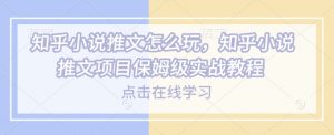 知乎小说推文怎么玩，知乎小说推文项目保姆级实战教程-康仁安网创