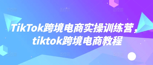 TikTok跨境电商实操训练营,tiktok跨境电商教程-康仁安网创