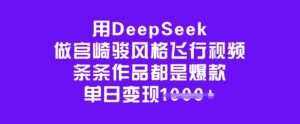 用DeepSeek做宫崎骏风格飞行视频,条条作品都是爆款,单日变现多张-康仁安网创