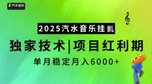 2025汽水音乐挂JI，独家技术，项目红利期，稳定月入5k【揭秘】-康仁安网创