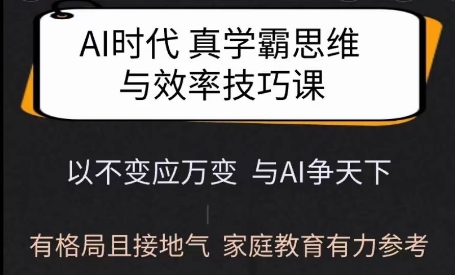Ai时代真学霸思维与学习方法课,有格局且接地气,家庭教育有力参考-康仁安网创