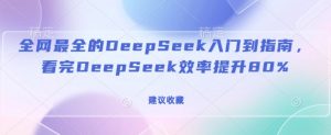 全网最全的DeepSeek入门到指南,看完DeepSeek效率提升80%(建议收藏)-康仁安网创