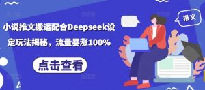 小说推文搬运配合Deepseek设定玩法揭秘，流量暴涨100%-康仁安网创