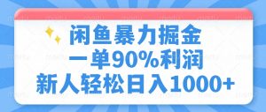 闲鱼暴力掘金，一单90%利润，新人轻松日入1000+-康仁安网创