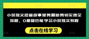 小说推文短篇故事混剪最新剪辑实操全流程，0基础也能学会小说推文教程，肯干多发日入多张-康仁安网创