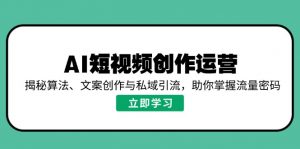 AI短视频创作运营,揭秘算法、文案创作与私域引流,助你掌握流量密码-康仁安网创
