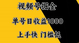 视频号掘金，单号日收益1000+，门槛低，容易上手。-康仁安网创