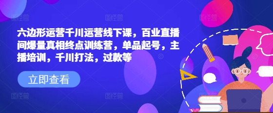 六边形运营千川运营线下课,百业直播间爆量真相终点训练营,单品起号,主播培训,千川打法,过款等-康仁安网创
