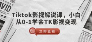 TikTok影视解说课,小白从0-1学会TK影视变现-康仁安网创