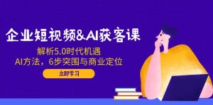 企业短视频&AI获客课：解析5.0时代机遇，AI方法，6步突围与商业定位-康仁安网创