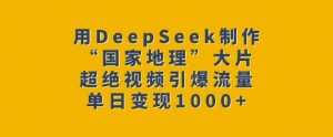 用DeepSeek制作“国家地理”大片，超绝视频引爆流量，单日变现多张-康仁安网创