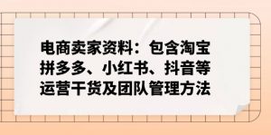 电商卖家资料:包含淘宝、拼多多、小红书、抖音等运营干货及团队管理方法-康仁安网创