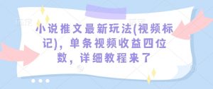 小说推文最新玩法(视频标记)，单条视频收益四位数，详细教程来了-康仁安网创
