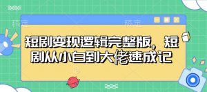 短剧变现逻辑完整版,短剧从小白到大佬速成记-康仁安网创