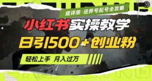 2月小红书最新日引500+创业粉实操教学【超详细】小白轻松上手,月入1W+,附小红书养号起号SOP-康仁安网创