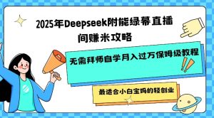 2025年Deepseek附能绿幕直播间挣米攻略无需拜师自学月入过W保姆级教程，最适合小白宝妈的轻创业-康仁安网创