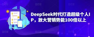 DeepSeek时代打造超级个人IP，放大营销势能100倍以上-康仁安网创
