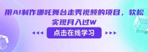 用AI制作哪吒舞台走秀视频的项目，软松实现月入过W-康仁安网创