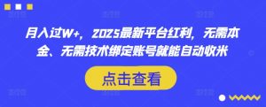 月入过W+,2025最新平台红利,无需本金、无需技术绑定账号就能自动收米-康仁安网创