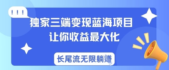 独家三端变现蓝海项目,让你收益最大化,长尾流无限躺挣-康仁安网创