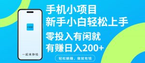 手机小项目新手小白轻松上手零投入有闲就有赚日入200+-康仁安网创
