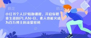 小红书个人IP陪跑课程，开启你职业生涯的PLAN-B，素人也能火成为百万博主的流量密码-康仁安网创