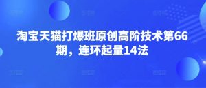 淘宝天猫打爆班原创高阶技术第66期，连环起量14法-康仁安网创