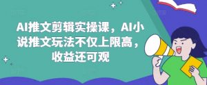 AI推文剪辑实操课，AI小说推文玩法不仅上限高，收益还可观-康仁安网创