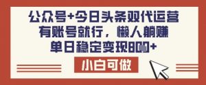 公众号+今日头条双代运营，有账号就行，单日稳定变现8张【揭秘】-康仁安网创