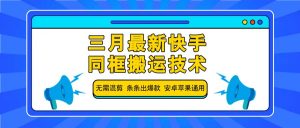 三月最新快手同框搬运技术，无需混剪 条条出爆款 安卓苹果通用-康仁安网创