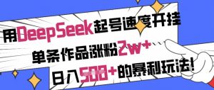 用DeepSeek起号速度开挂,单条作品涨粉2w+,日入5张+的暴利玩法-康仁安网创