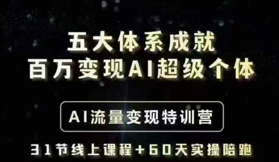 五大体系成就百万变现AI超级个体- AI流量变现特训营,一步一步教你一个人怎么年入百W-康仁安网创